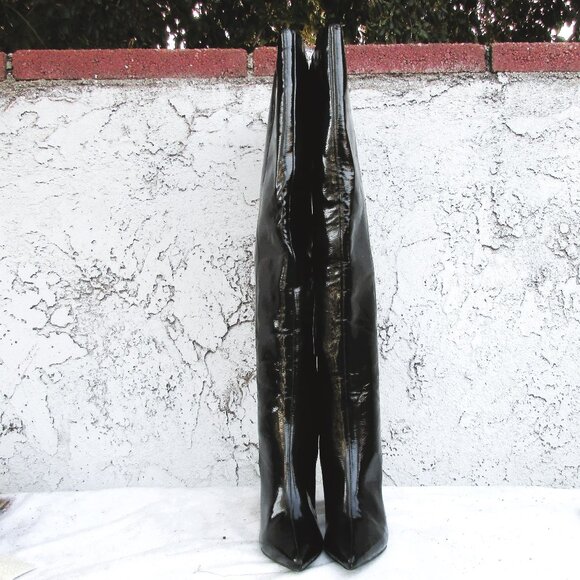 Forever 21 black faux patent thigh high boots 7 - Picture 2 of 9